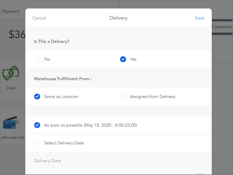 Make delivery order through ACID pos